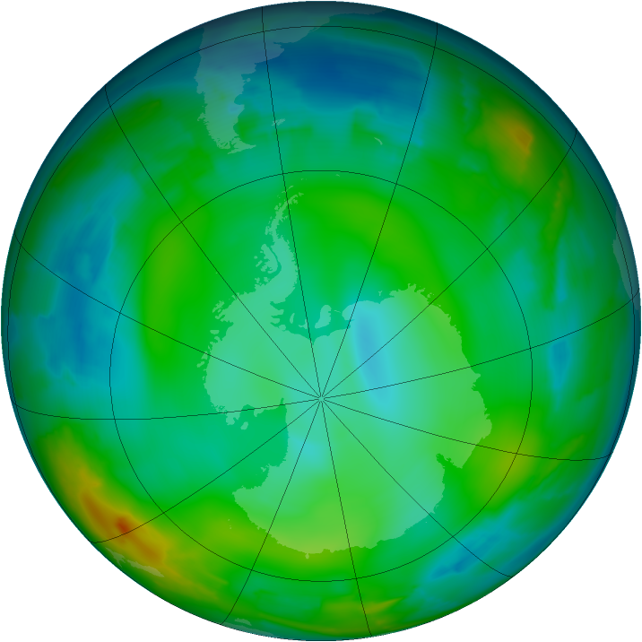 Antarctic ozone map for 27 June 2012